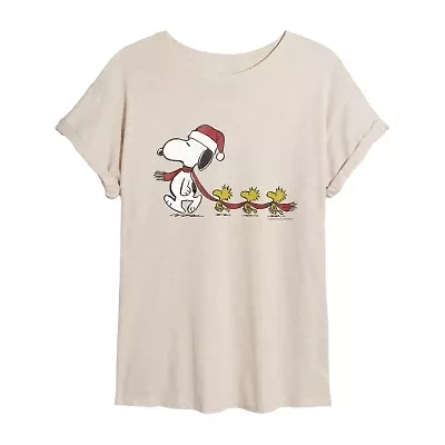 Peants Snoopy And Woodstock Scarf Tee Womens Crew Neck Short Sleeve Graphic T-Shirt