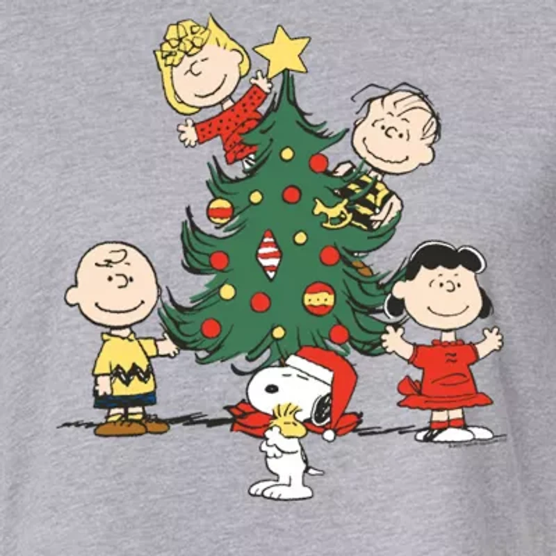 Peanuts Tree Cropped Tee Womens Crew Neck Short Sleeve Graphic T-Shirt