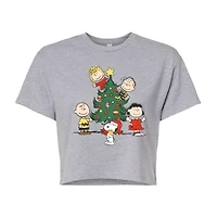 Peanuts Tree Cropped Tee Womens Crew Neck Short Sleeve Graphic T-Shirt