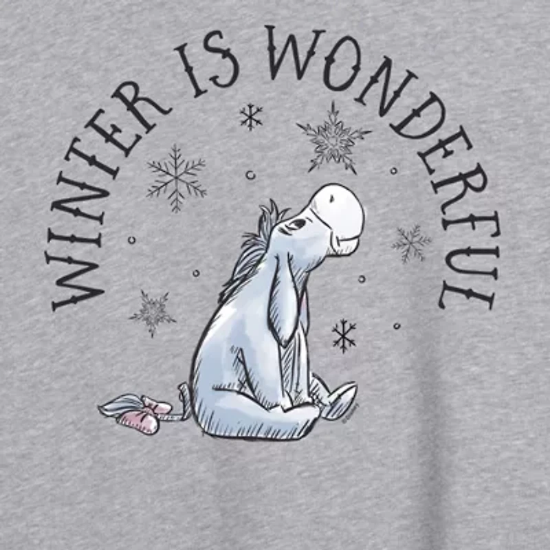 Winne The Pooh Eeyore Winter Tee Womens Crew Neck Short Sleeve Winnie Graphic T-Shirt