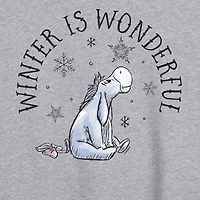 Winne The Pooh Eeyore Winter Tee Womens Crew Neck Short Sleeve Winnie Graphic T-Shirt