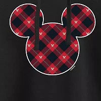 Plaid Cropped Womens Long Sleeve Mickey Mouse Hoodie