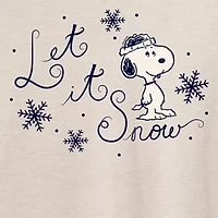 Peanuts Snoopy Let It Snow Tee Womens Crew Neck Short Sleeve Graphic T-Shirt