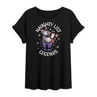 Nightmare Before Christmas Naughty List Tee Womens Crew Neck Short Sleeve Graphic T-Shirt