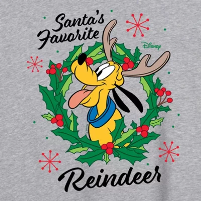 Pluto Reindeer Tee Womens Crew Neck Short Sleeve Graphic T-Shirt