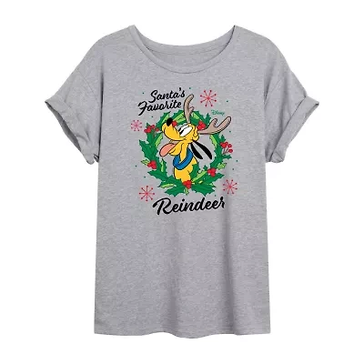 Pluto Reindeer Tee Womens Crew Neck Short Sleeve Graphic T-Shirt