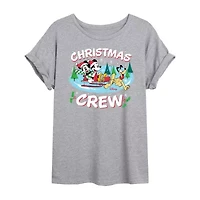 Mickey and Friends Christmas Crew Tee Womens Neck Short Sleeve Graphic T-Shirt