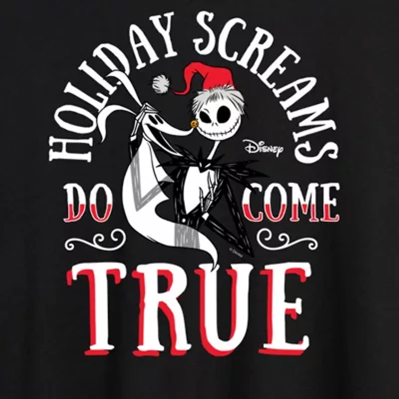 Nightmare Before Christmas Holiday Screams Tee Womens Crew Neck Short Sleeve Graphic T-Shirt