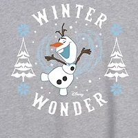 Frozen Olaf Winter Wonder Womens Crew Neck Short Sleeve Graphic T-Shirt
