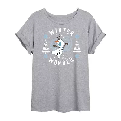 Frozen Olaf Winter Wonder Womens Crew Neck Short Sleeve Graphic T-Shirt