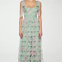 B. Smart Womens Juniors Sleeveless Floral A-Line Dress