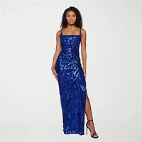 B. Smart Womens Juniors Sleeveless Sequin Scroll Bodycon Dress