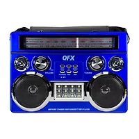 QFX AM/FM/SW Radio with Bluetooth, Flashlight, Floodlight, Telescopic Antenna, Carrying Strap