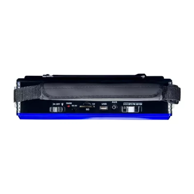 QFX AM/FM/SW Radio with Bluetooth, Flashlight, Floodlight, Telescopic Antenna, Carrying Strap