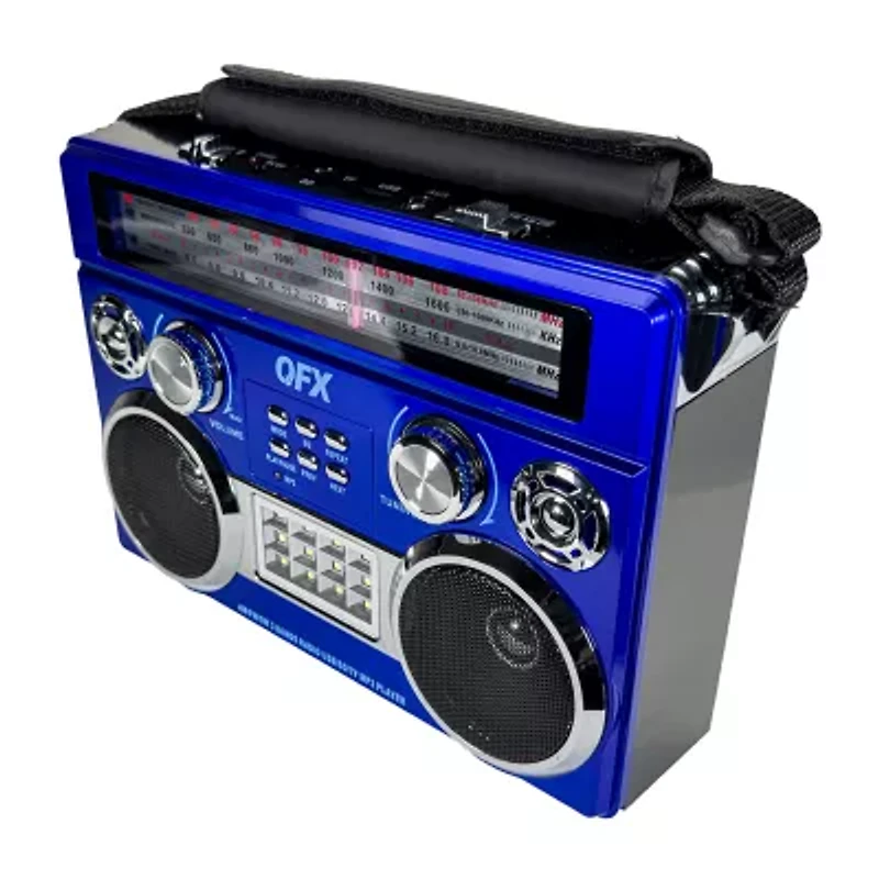 QFX AM/FM/SW Radio with Bluetooth, Flashlight, Floodlight, Telescopic Antenna, Carrying Strap