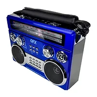 QFX AM/FM/SW Radio with Bluetooth, Flashlight, Floodlight, Telescopic Antenna, Carrying Strap