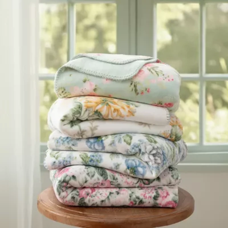 Laura Ashley Reversible Coco Plush Throw