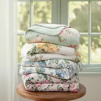 Laura Ashley Reversible Coco Plush Throw