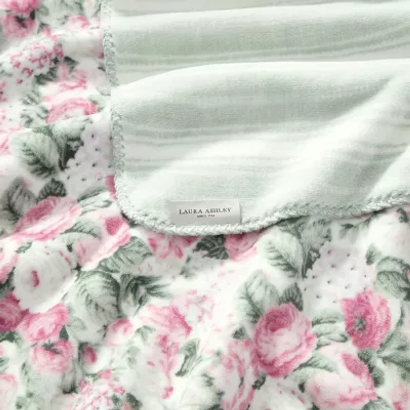 Laura Ashley Reversible Coco Plush Throw
