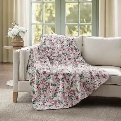 Laura Ashley Reversible Coco Plush Throw