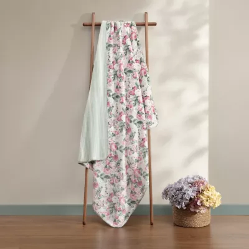 Laura Ashley Reversible Coco Plush Throw