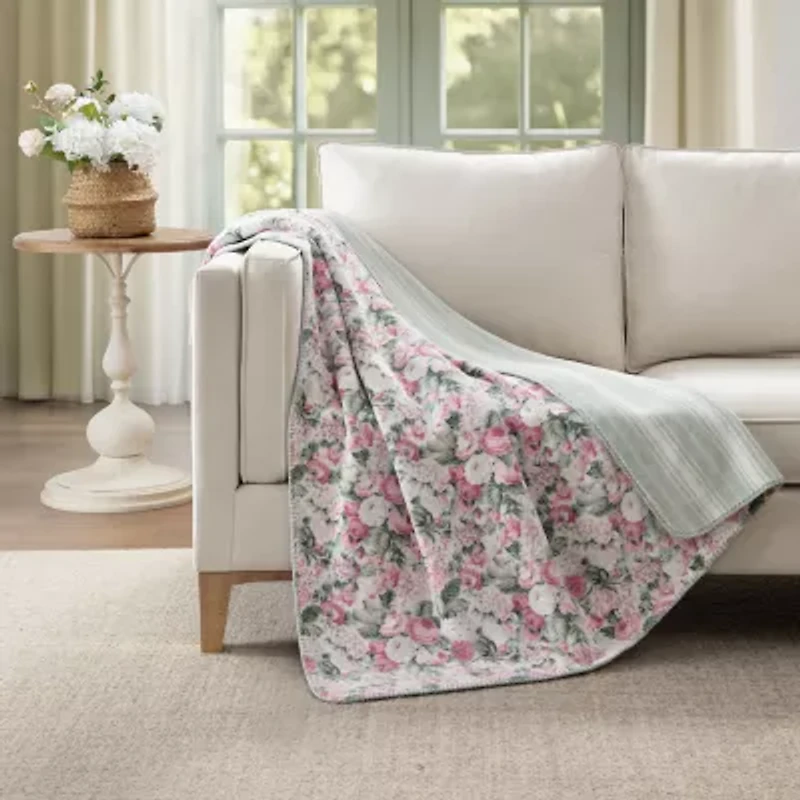 Laura Ashley Reversible Coco Plush Throw