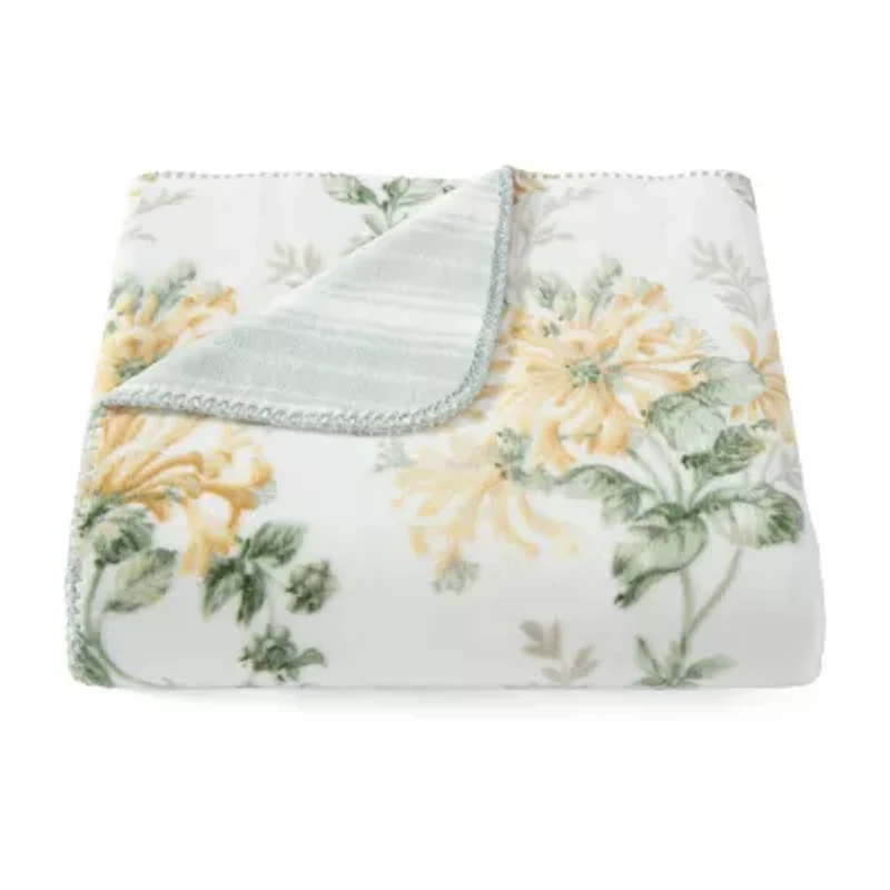 Laura Ashley Reversible Coco Plush Throw