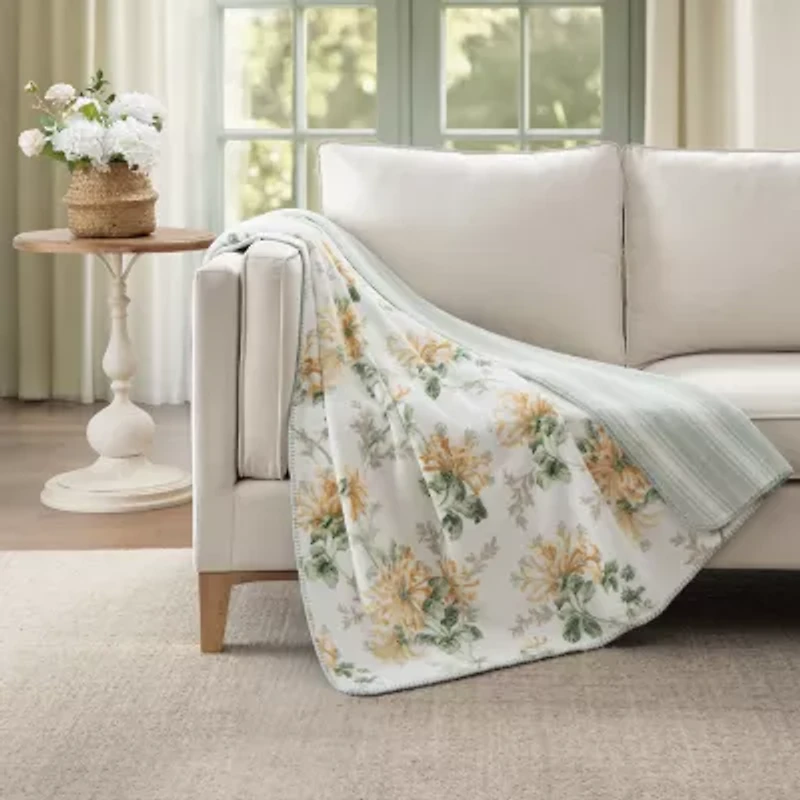 Laura Ashley Reversible Coco Plush Throw