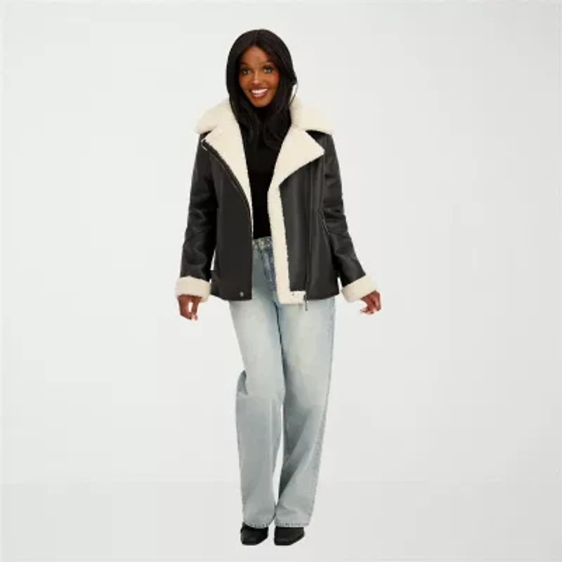 Jessica Simpson Womens Faux Shearling Midweight Jacket