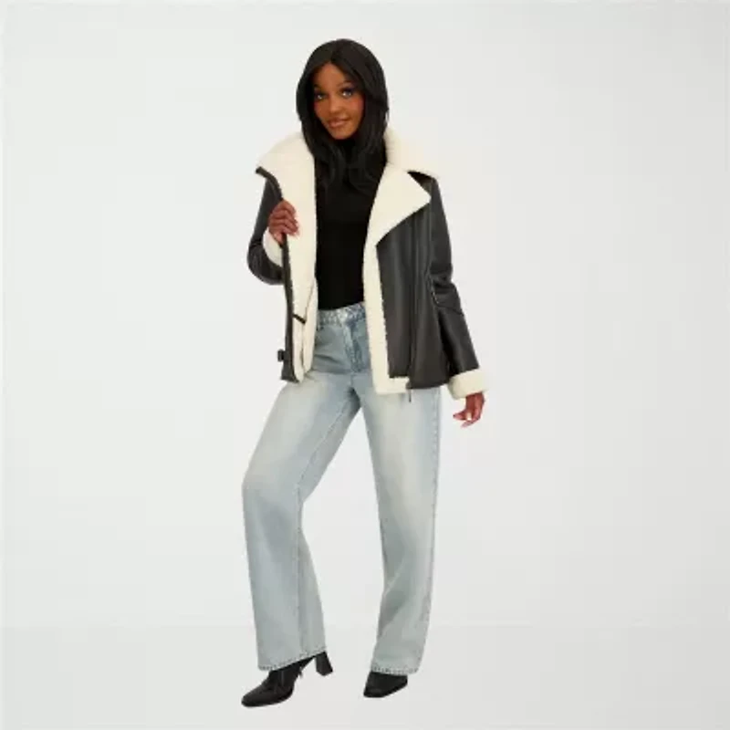 Jessica Simpson Womens Faux Shearling Midweight Jacket