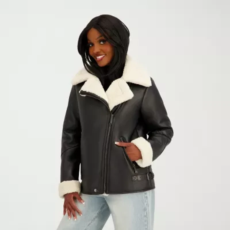 Jessica Simpson Womens Faux Shearling Midweight Jacket