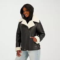 Jessica Simpson Womens Faux Shearling Midweight Jacket