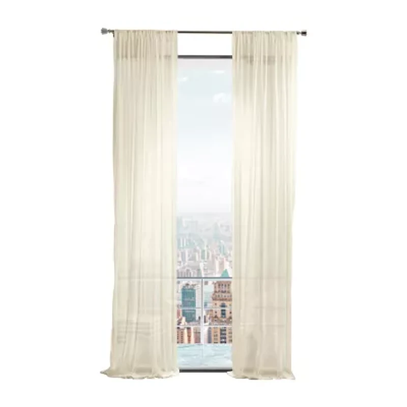 Martha Stewart Glacier Sheer Rod Pocket Sheer Set of 2 Curtain Panel