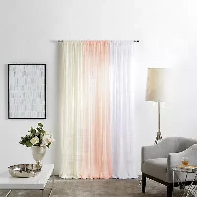 Martha Stewart Glacier Sheer Rod Pocket Sheer Set of 2 Curtain Panel