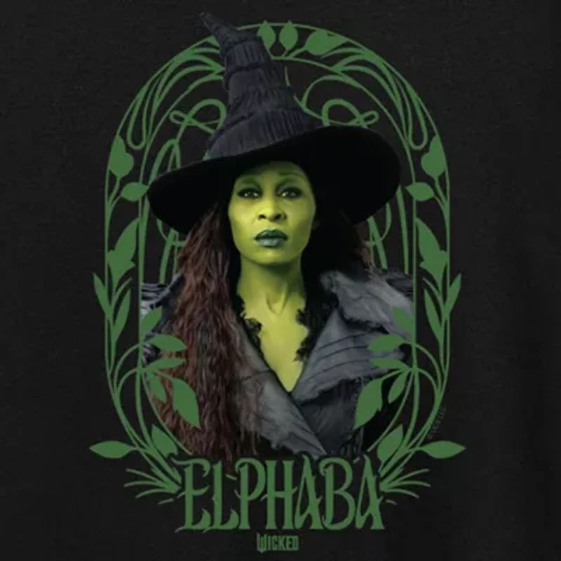 Elphaba Frame Womens Crew Neck Short Sleeve Wicked Graphic T-Shirt