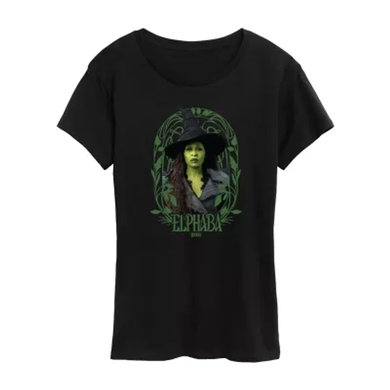 Elphaba Frame Womens Crew Neck Short Sleeve Wicked Graphic T-Shirt