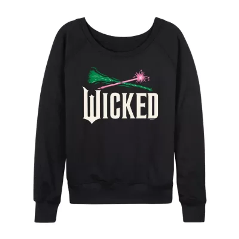 Wicked Icon Logo Womens Boat Neck Long Sleeve Graphic T-Shirt