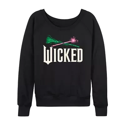 Wicked Icon Logo Womens Boat Neck Long Sleeve Graphic T-Shirt