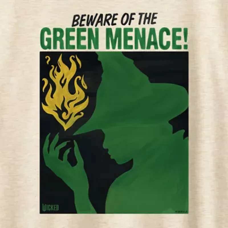 Elphaba Green Menace Womens Crew Neck Short Sleeve Wicked Graphic T-Shirt
