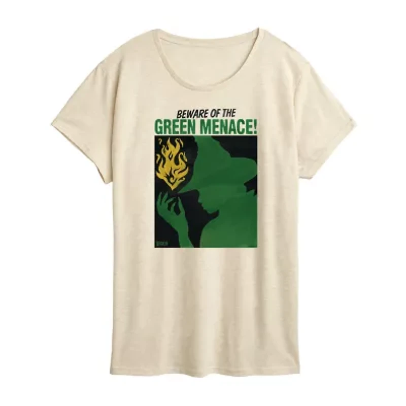 Elphaba Green Menace Womens Crew Neck Short Sleeve Wicked Graphic T-Shirt