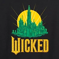 Emerald City Womens Boat Neck Long Sleeve Wicked Graphic T-Shirt