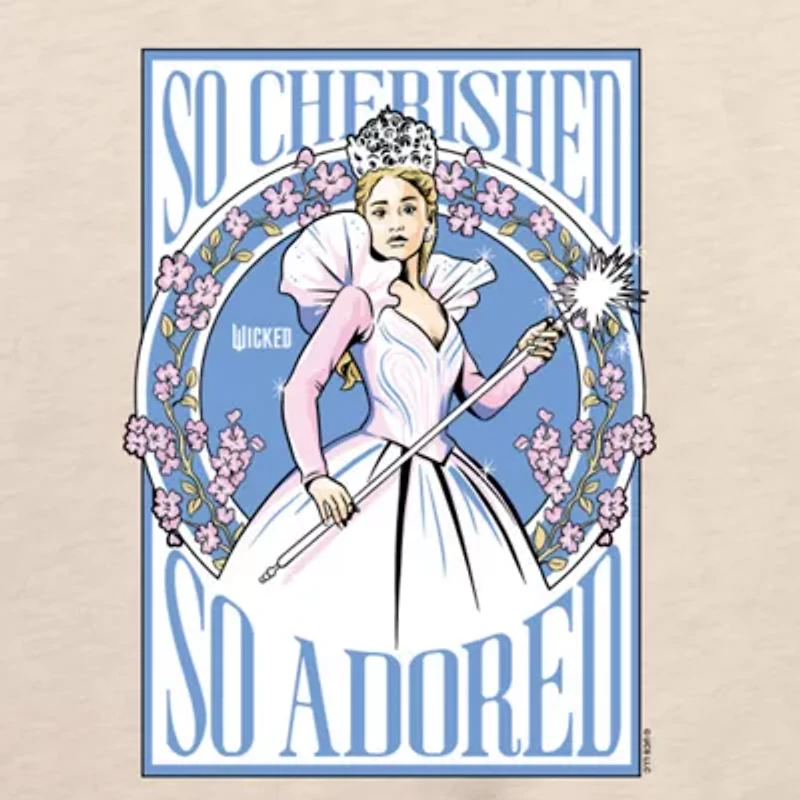 Glinda Poster Womens Boat Neck Long Sleeve Wicked Graphic T-Shirt