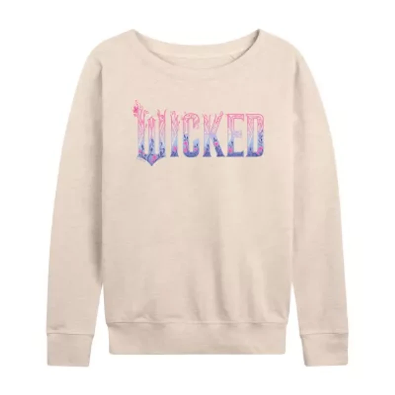 Wicked Logo Womens Boat Neck Long Sleeve Graphic T-Shirt