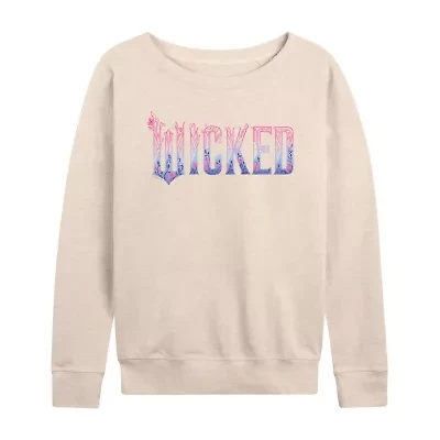 Wicked Logo Womens Boat Neck Long Sleeve Graphic T-Shirt