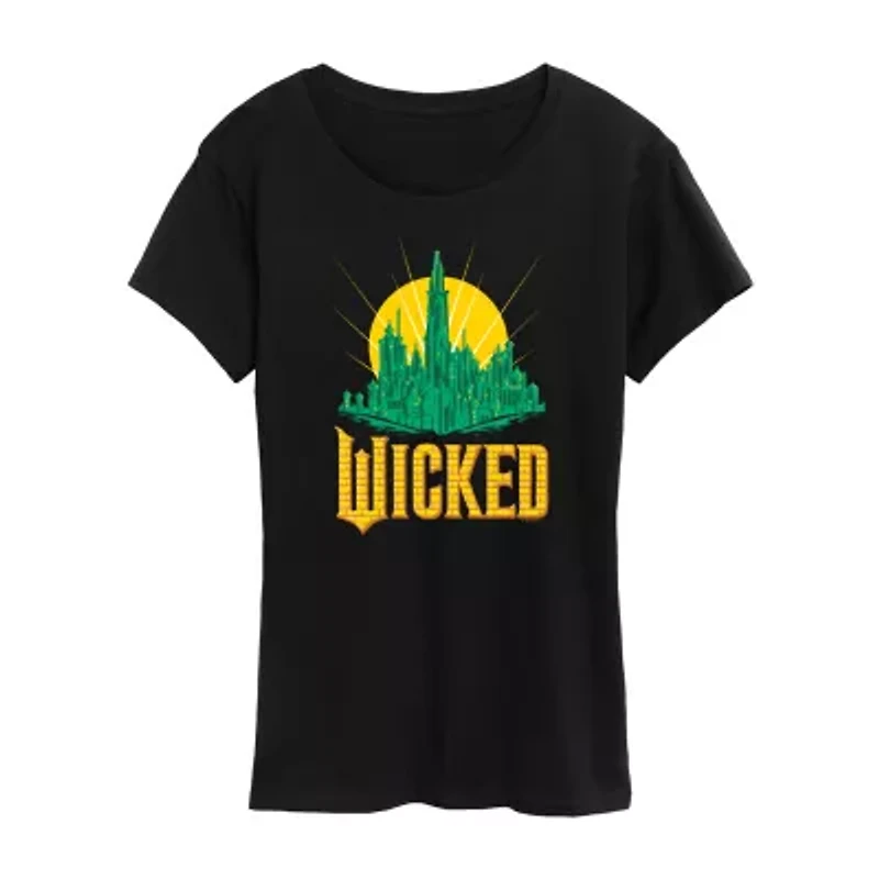 Emerald City Womens Crew Neck Short Sleeve Wicked Graphic T-Shirt