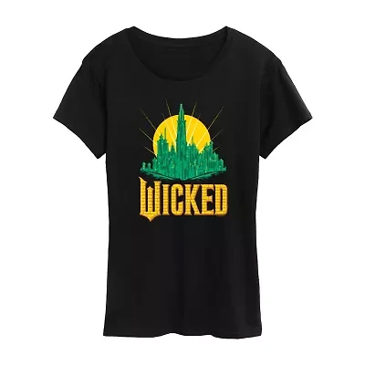 Emerald City Womens Crew Neck Short Sleeve Wicked Graphic T-Shirt
