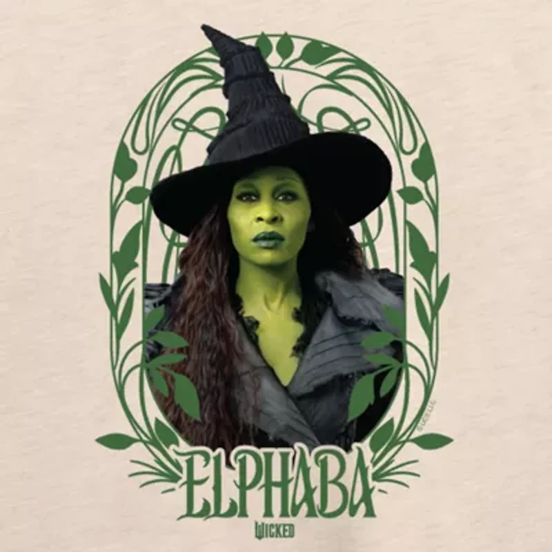 Elphaba Frame Womens Boat Neck Long Sleeve Wicked Graphic T-Shirt