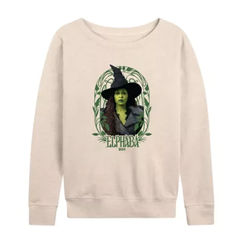 Elphaba Frame Womens Boat Neck Long Sleeve Wicked Graphic T-Shirt
