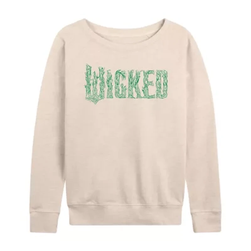 Wicked Logo Womens Boat Neck Long Sleeve Graphic T-Shirt