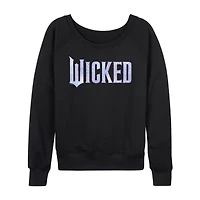 Wicked Sparkle Logo Womens Boat Neck Long Sleeve Graphic T-Shirt